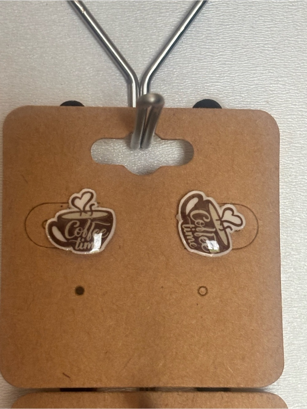 Coffee Time Brown Cup Stud Earrings